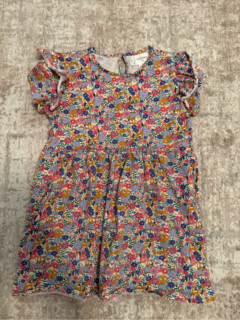 Adventure wear Girls Floral Flutter Sleeve Dress - Multicolor size 6X
